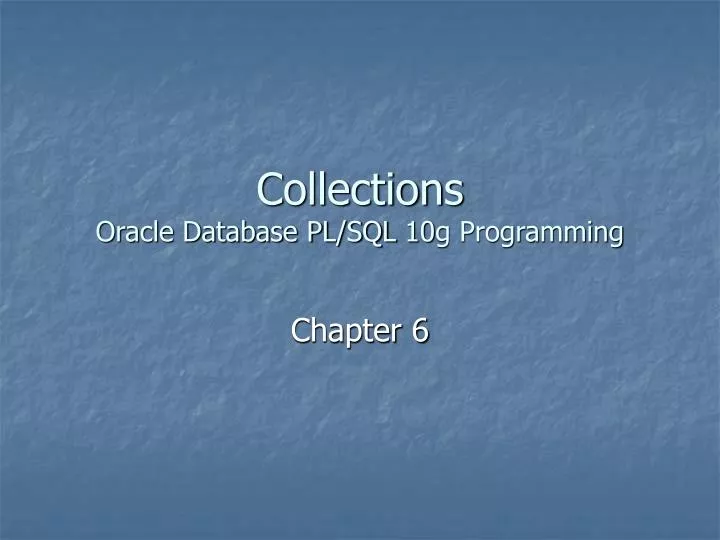 collections oracle database pl sql 10g programming