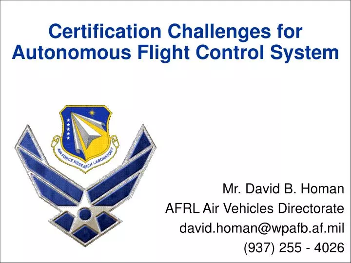 certification challenges for autonomous flight control system