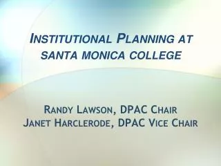 Institutional Planning at santa monica college