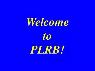 Welcome to PLRB!