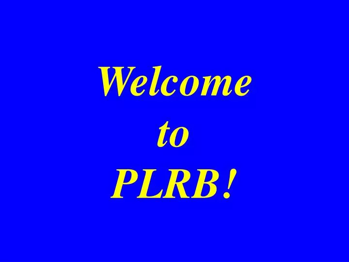 welcome to plrb