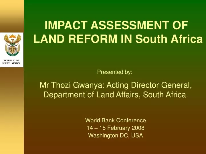 impact assessment of land reform in south africa