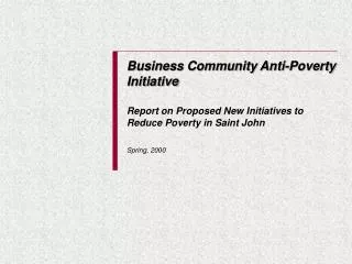 Business Community Anti-Poverty Initiative