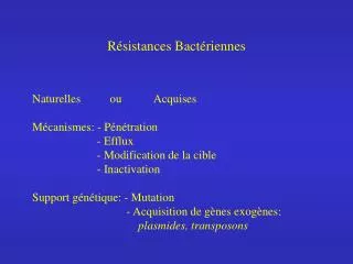 r sistances bact riennes