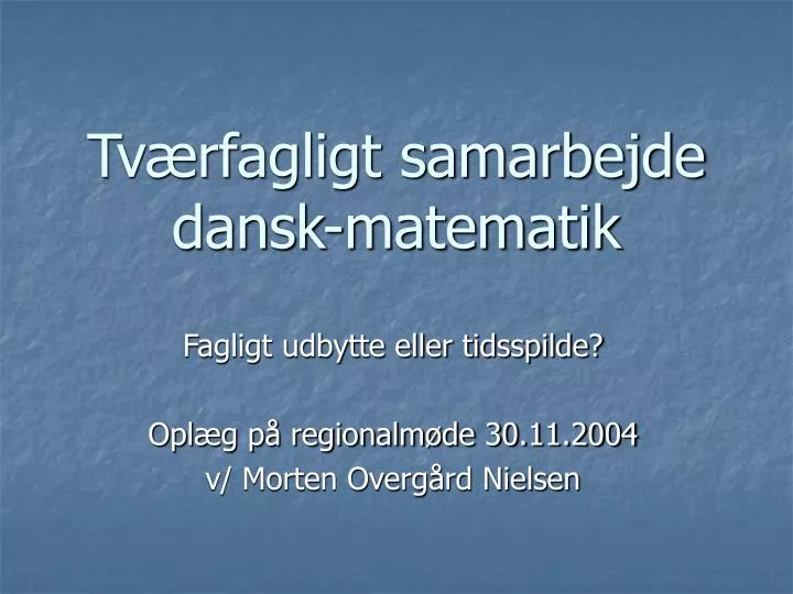 tv rfagligt samarbejde dansk matematik