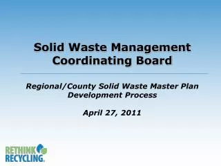Metropolitan Solid Waste Management Policy Plan