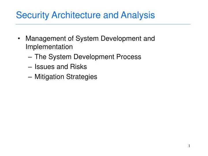 security architecture and analysis