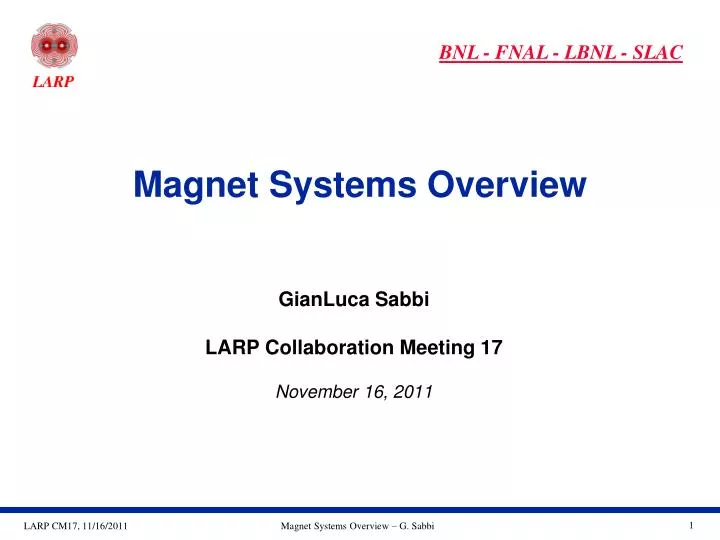 magnet systems overview