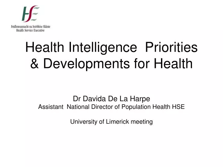 health intelligence priorities developments for health
