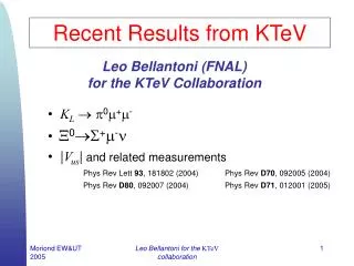 Recent Results from KTeV