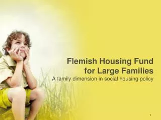 Flemish Housing Fund for Large Families A family dimension in social housing policy