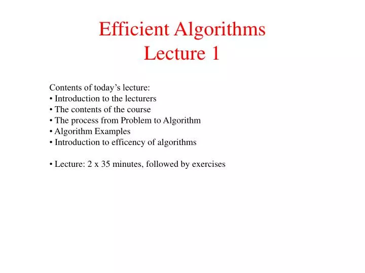 efficient algorithms lecture 1