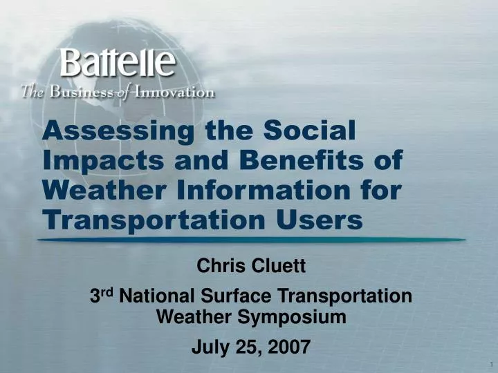 assessing the social impacts and benefits of weather information for transportation users