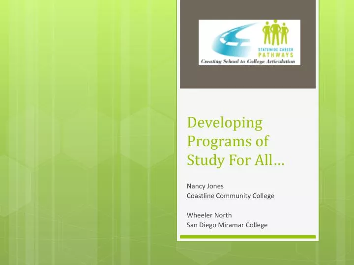 developing programs of study for all