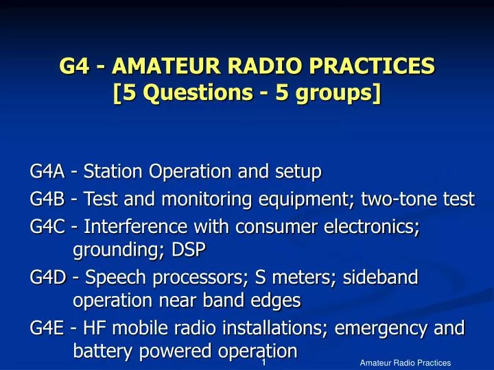 g4 amateur radio practices 5 questions 5 groups