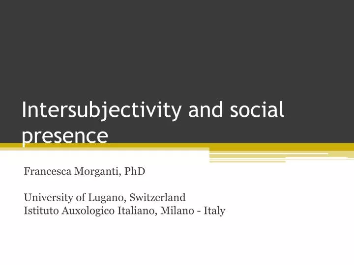 intersubjectivity and social presence