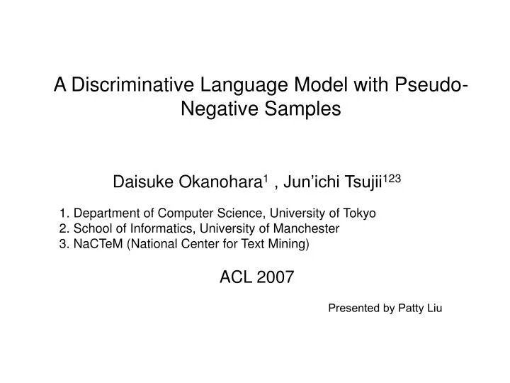 a discriminative language model with pseudo negative samples