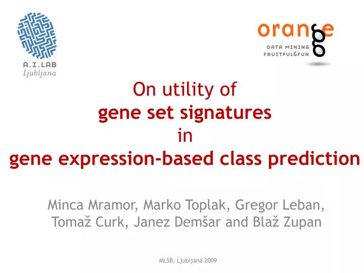 on utility of gene set signatures in gene expression based class prediction