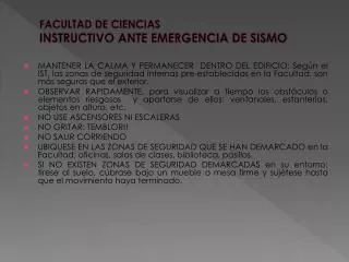 facultad de ciencias instructivo ante emergencia de sismo