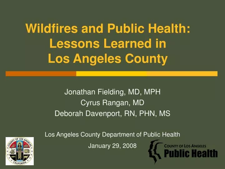 wildfires and public health lessons learned in los angeles county