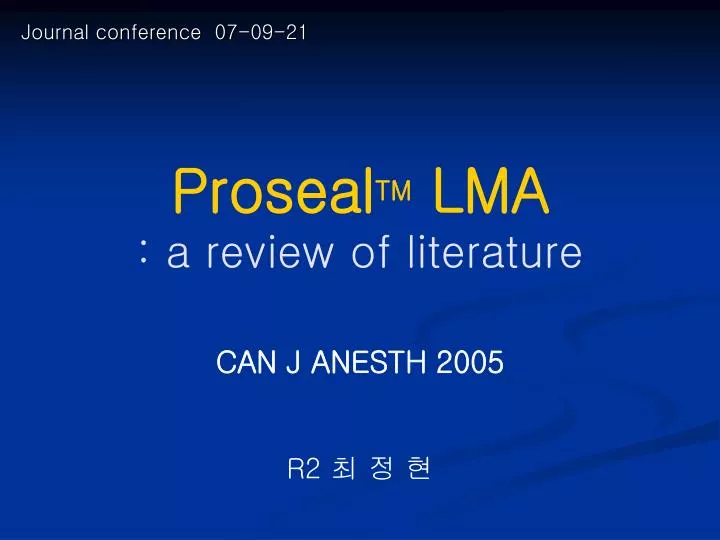 proseal tm lma a review of literature