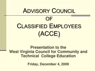 Advisory Council of Classified Employees (ACCE )