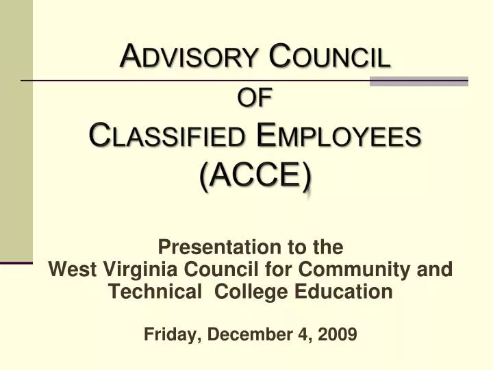 advisory council of classified employees acce