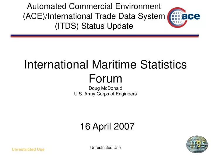 international maritime statistics forum doug mcdonald u s army corps of engineers
