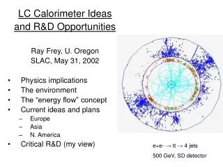 LC Calorimeter Ideas and R&amp;D Opportunities Ray Frey, U. Oregon SLAC, May 31, 2002