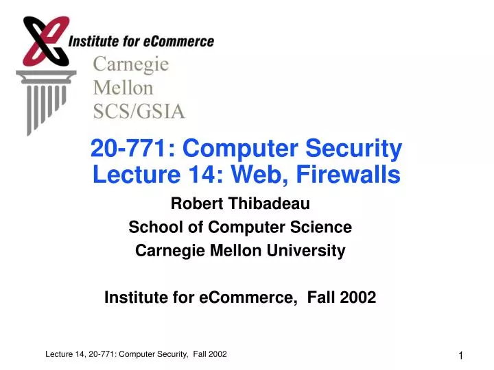 20 771 computer security lecture 14 web firewalls