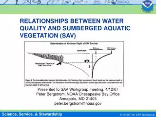 RELATIONSHIPS BETWEEN WATER QUALITY AND SUMBERGED AQUATIC VEGETATION (SAV)