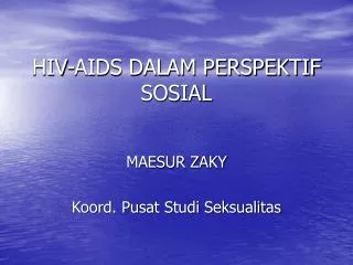 hiv aids dalam perspektif sosial