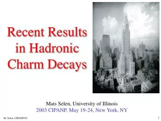 Recent Results in Hadronic Charm Decays