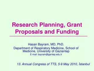 Research Planning, Grant Proposals and Funding