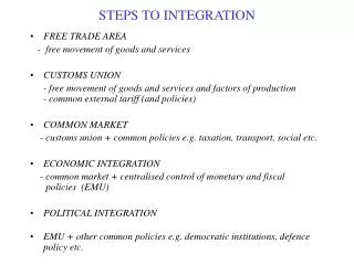 STEPS TO INTEGRATION
