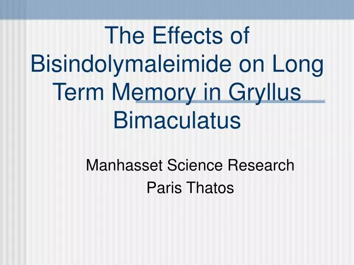 the effects of bisindolymaleimide on long term memory in gryllus bimaculatus