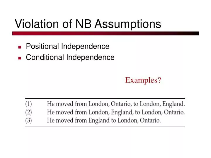 violation of nb assumptions