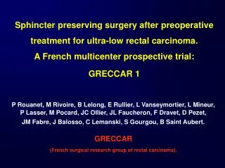 GRECCAR 1 prospective muticentric randomised trial