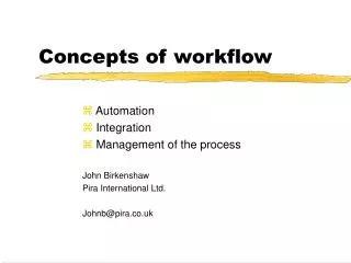 Concepts of workflow