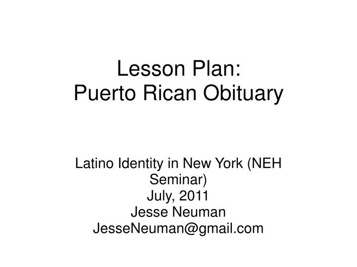 lesson plan puerto rican obituary