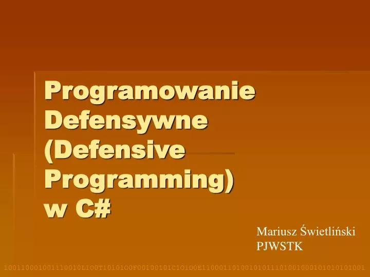 programowanie defensywne defensive programming w c