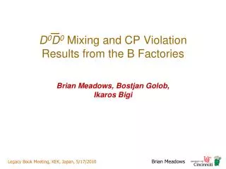 D 0 D 0 Mixing and CP Violation Results from the B Factories