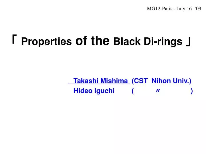 properties of the black di rings