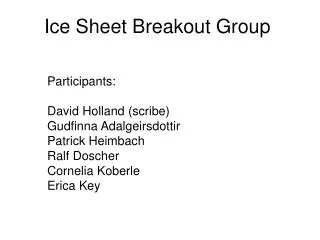 Ice Sheet Breakout Group