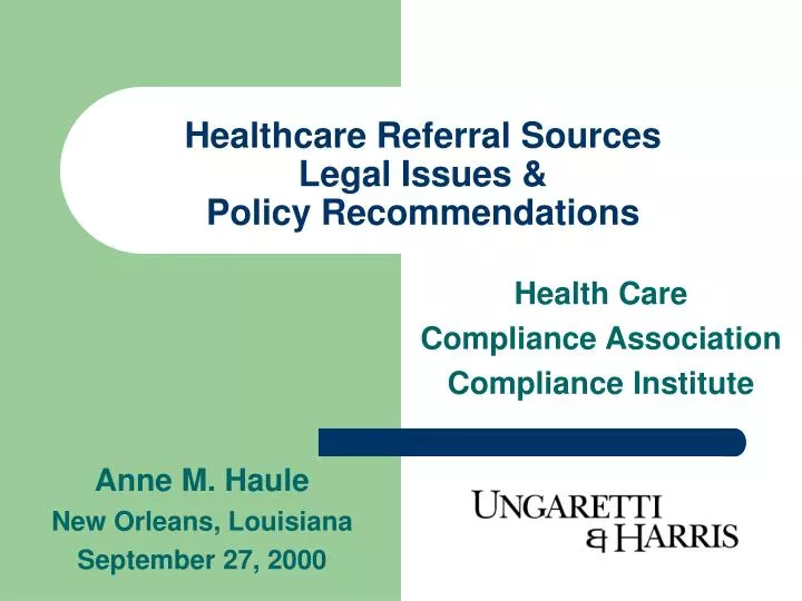 healthcare referral sources legal issues policy recommendations