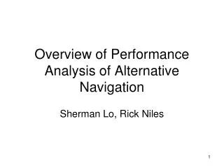 Overview of Performance Analysis of Alternative Navigation