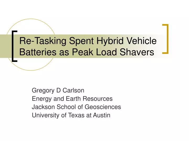 re tasking spent hybrid vehicle batteries as peak load shavers