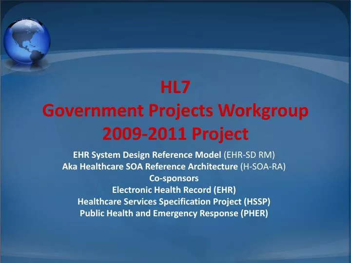 hl7 government projects workgroup 2009 2011 project