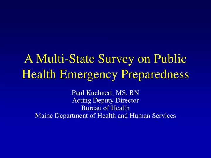 a multi state survey on public health emergency preparedness