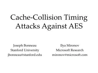 Cache-Collision Timing Attacks Against AES
